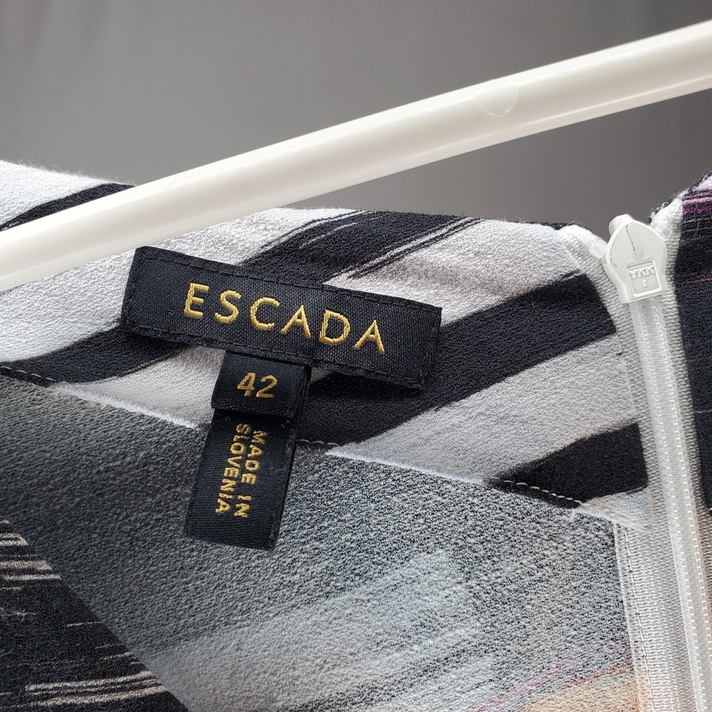 Escada Dress 42 Medium Multicolor Panel Sheath Designer Office Career Vtg Y2K - Picture 3 of 8